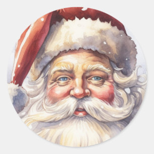 Retro Santa Claus in einem Red Hat Weihnachten Runder Aufkleber