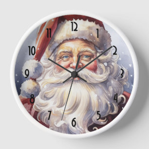Retro Santa Claus in einem Red Hat Weihnachten Uhr