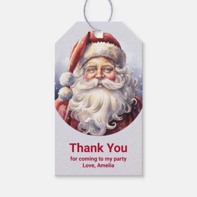 Retro Santa Claus in einem Red Hat Weihnachten Vie Geschenkanhänger (Vorderseite)