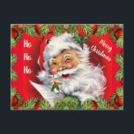 Retro Santa Claus Kids Christmas Postkarte<br><div class="desc">This retro vintage style postcard will delight children because it is so cute.  Shown is a jolly Santa Claus who is holding a candy cane while he checks his list to see the names of Children who have been naughty or nice.</div>