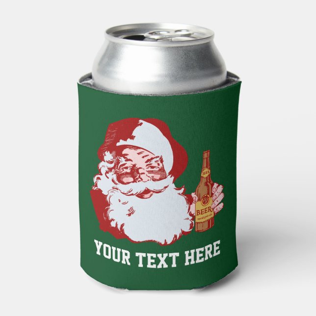 Retro Santa Claus mit Bierweihnachtsgebäck Dosenkühler (Kanne Vorderseite)