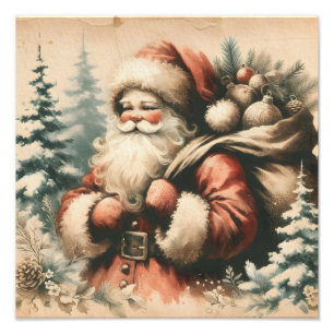Retro Santa Claus mit Ornamenten Fotodruck