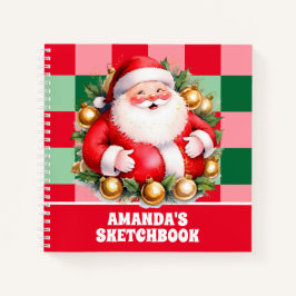Retro Santa Claus Personalisiert Kids Sketchbook Notizbuch