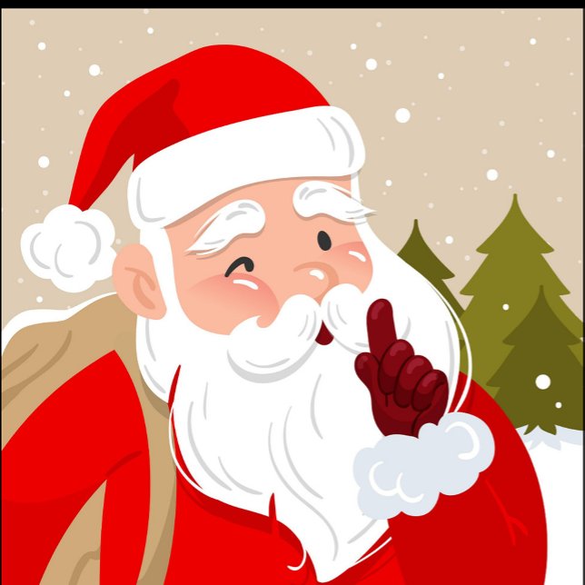 Retro Santa Claus Ping Pong Paddle Tischtennis Schläger (Santa Claus hat and suit, winking and holding his index finger to his lips, as if asking for silence)