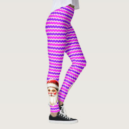 Retro Santa Claus Pink Lila Ric Rac Leggings