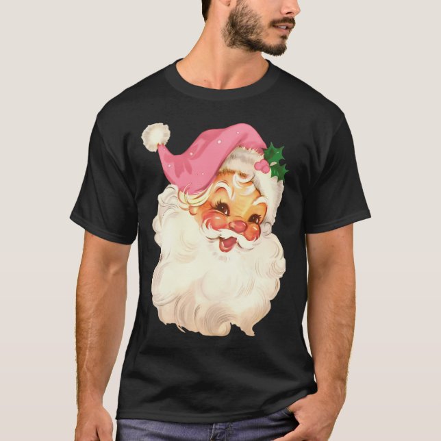 Retro Santa Claus Pink T-Shirt (Vorderseite)