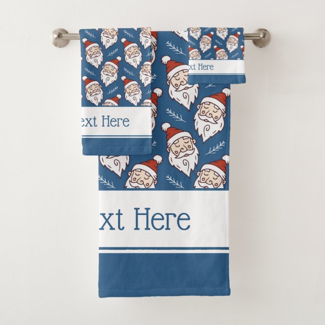 Retro Santa Claus Red White und Blue Christmas Badhandtuch Set (Insitu)