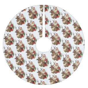 Retro Santa Claus Reitstall Polyester Weihnachtsbaumdecke