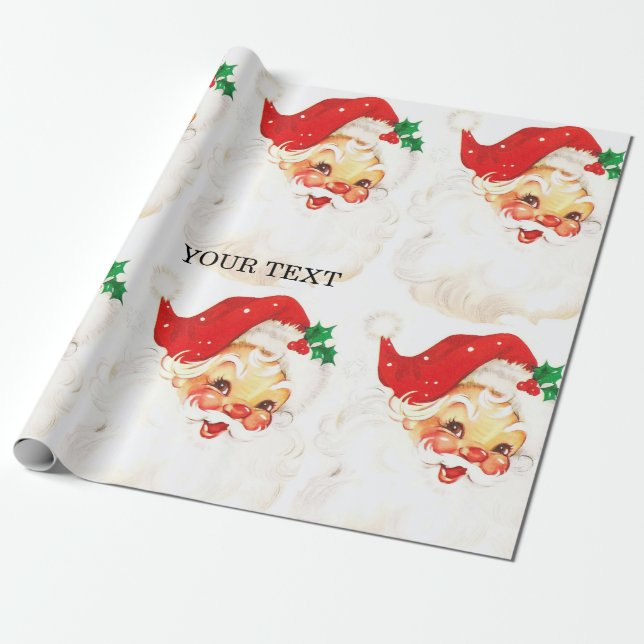 Retro Santa Claus, süße Weihnachten Geschenkpapier (Ungerollt)