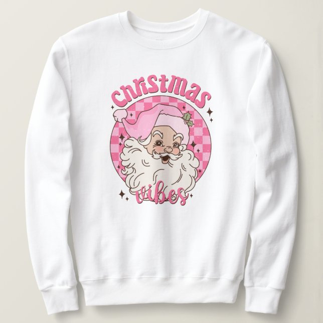 Retro Santa Claus Sweatshirt Christmas Vibes (Design vorne)