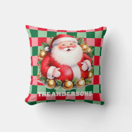 Retro Santa Claus Tartan Kariert Frohe Weihnachten Kissen