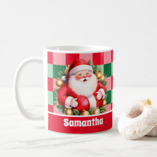 Retro Santa Claus Tartan Karierte Weihnachten Kaffeetasse