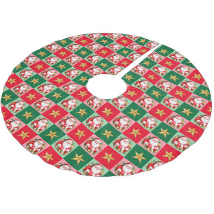 Retro Santa Claus Tartan Karierte Weihnachten Polyester Weihnachtsbaumdecke