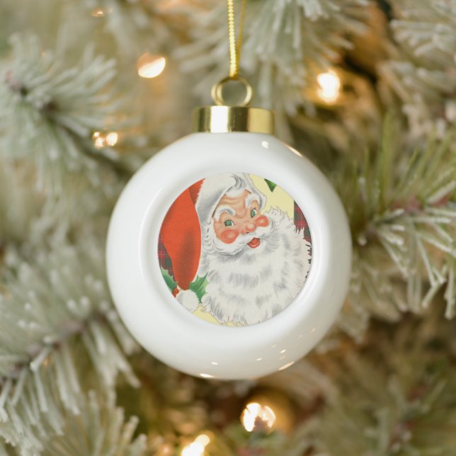 Retro Santa Claus Vintag Keramik Kugel-Ornament (Baum)