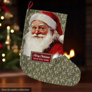 Retro Santa Claus Weihnachten Strumpf Vintager Sti Großer Weihnachtsstrumpf