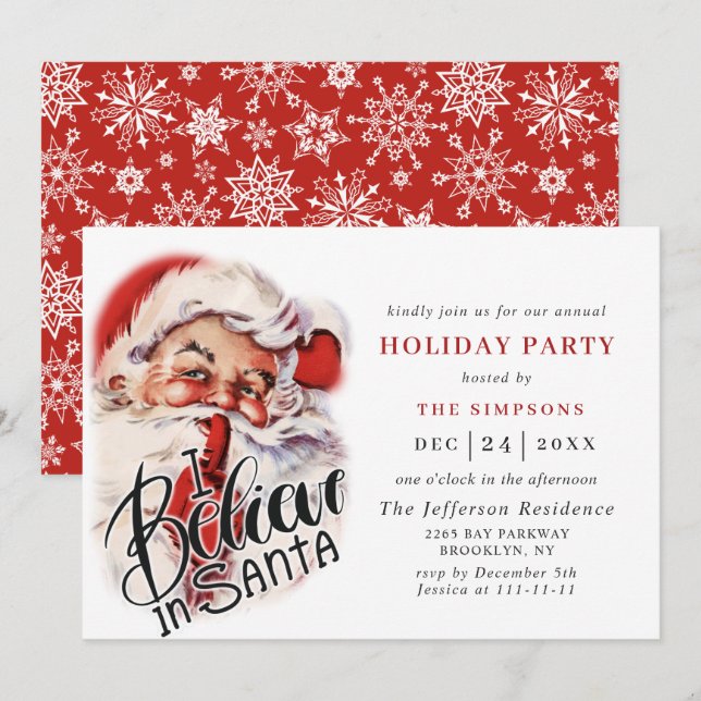 Retro Santa Claus Weihnachtsfeier Einladung (Vorne/Hinten)