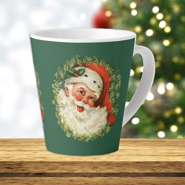 Retro Santa Claus Wreath Milchtasse (Von Creator hochgeladen)