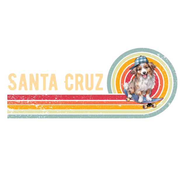 Retro Santa Cruz Australian Shepherd Skateboarder T-Shirt (Von Creator hochgeladen)