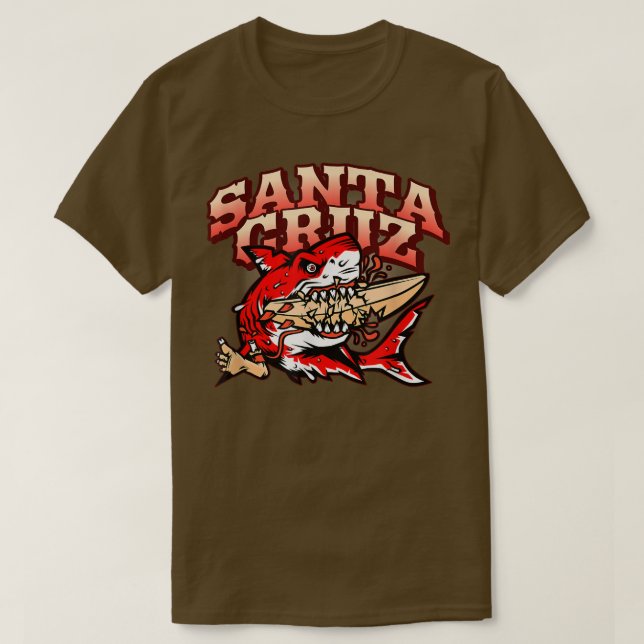 Retro Santa Cruz California Great White Shark Vs T-Shirt (Design vorne)