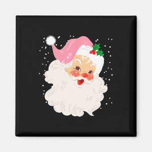 Retro Santa Face in Pink Hat Vintage Weihnachten Magnet