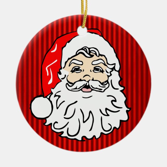 Retro Santa Face Red Keramik Ornament (Vorne)