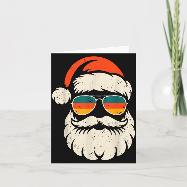 Retro Santa Face Sungles Funny Christmas Family Ou Karte (Vorderseite)