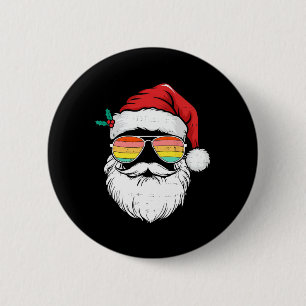 Retro Santa Face Sungles Weihnachten Weihnachten W Button