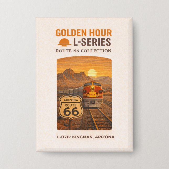 Retro Santa Fe Route 66 Zug Kingman Art Button (Vorderseite)