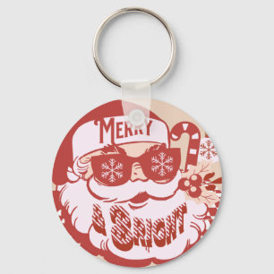 Retro Santa Fröhlich und Hell Groovy   Schlüsselanhänger