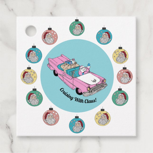 Retro Santa Geschenkanhänger (Vorderseite)