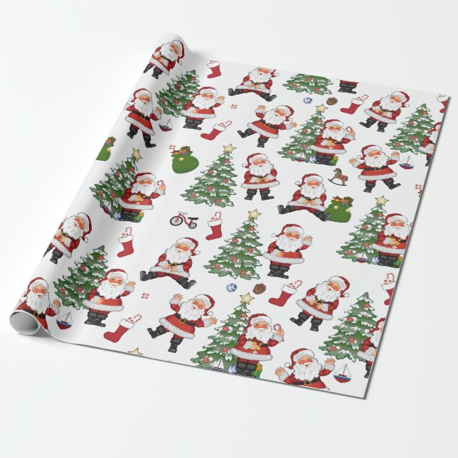Retro Santa Gift Wrap Geschenkpapier (Ungerollt)