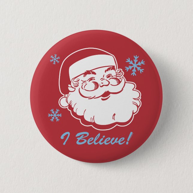 Retro Santa Glaube Button (Vorderseite)