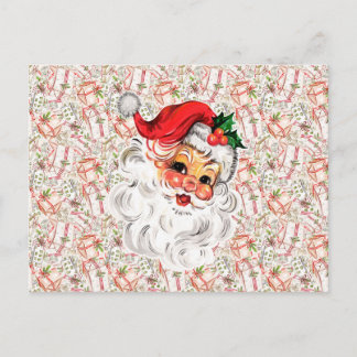 Retro Santa Holiday Postcard Postkarte