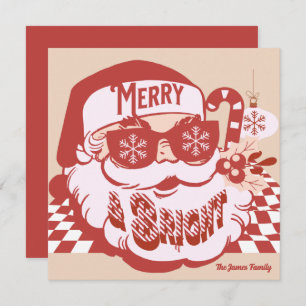 Retro Santa Merry Bright Groovy Weihnachtskarte