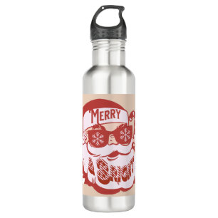 Retro Santa Merry Bright Weihnachts Rosa Rosa Edelstahlflasche