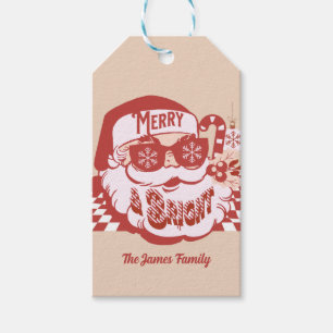 Retro Santa Merry und Bright Groovy Geschenkanhänger