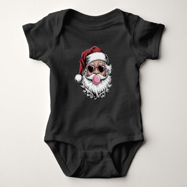 Retro Santa mit Brille blühende Weihnachten Baby Strampler (Vorderseite)