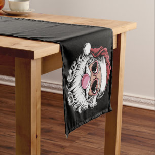 Retro Santa mit Brille blühende Weihnachten Kurzer Tischläufer