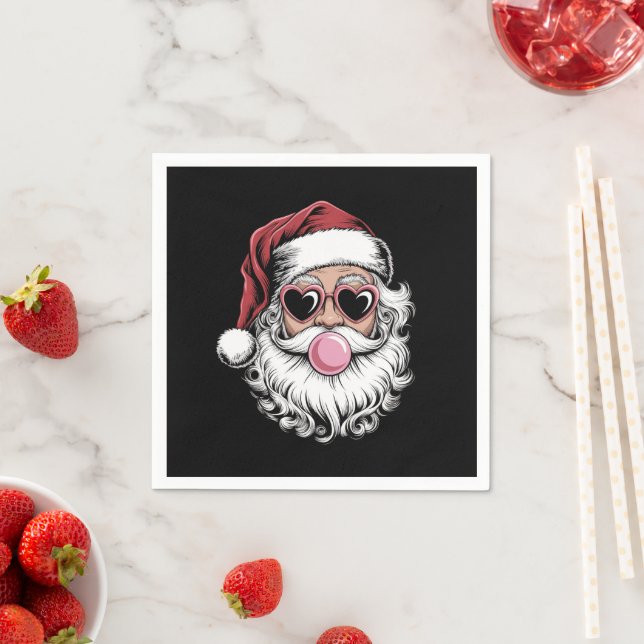 Retro Santa mit Brille blühende Weihnachten Serviette (Beispiel)