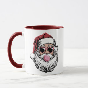 Retro Santa mit Brille blühende Weihnachten Tasse