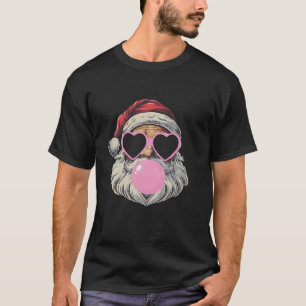 Retro Santa mit Herzbrille Bubblegum Weihnachten T-Shirt