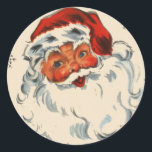 Retro Santa mit Sternen Runder Aufkleber<br><div class="desc">Retro Santa mit Sternen</div>