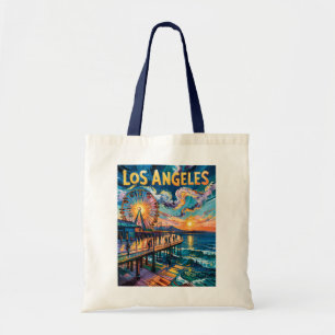 Retro Santa Monica Pier Los Angeles Van Gogh Kunst Tragetasche