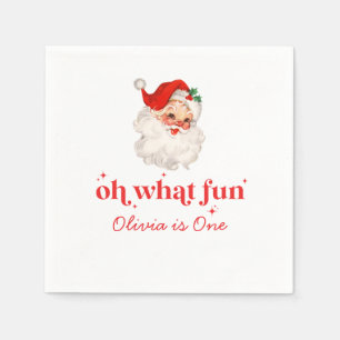 Retro Santa Oh What Fun Birthday Serviette