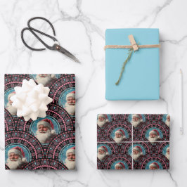 Retro Santa Pinkmas Mandala Art Deco Geschenkpapier Set