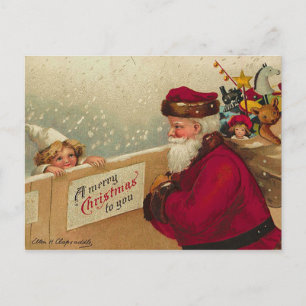 Retro Santa Postcard Feiertagspostkarte