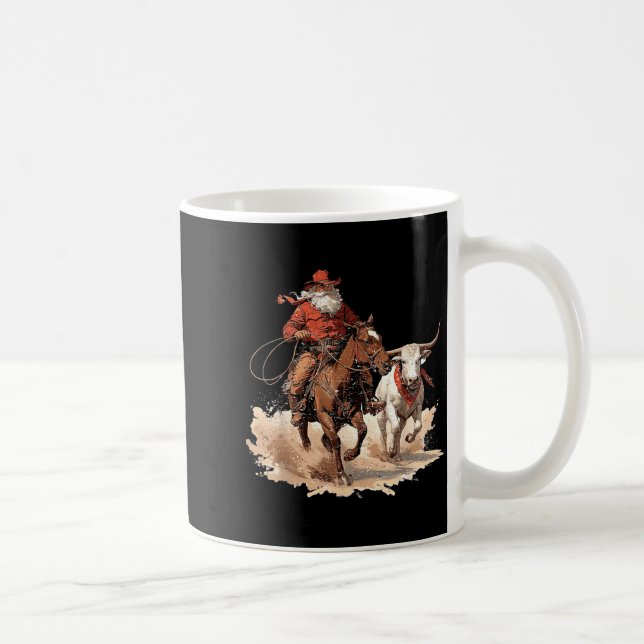Retro Santa Rodeo Reindeer Cowboy Western Horse Hi Kaffeetasse (Rechts)