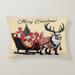 Retro-Santa-Schlitten-Akzentkissen Dekokissen