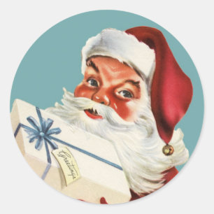 Retro Santa Vintage Weihnachten Runder Aufkleber