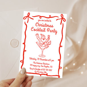 Retro Santa Weihnachts-Cocktailparty Einladung